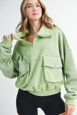 AEMI+CO Women's Top GREEN TEA / S Carter Pullover 525AKC18G