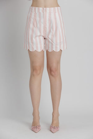AUREUM Women's Shorts Striped Scallop Shorts