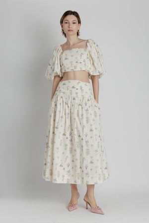 AUREUM Women's Top Shirred Floral Crop Top