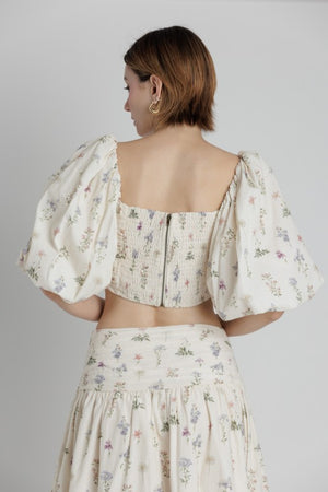 AUREUM Women's Top Shirred Floral Crop Top