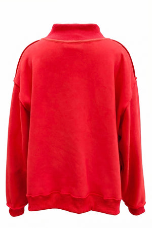 BUCKET LIST Women's Sweatshirt MERRY Embroidered Mock Neck Sweatshirt