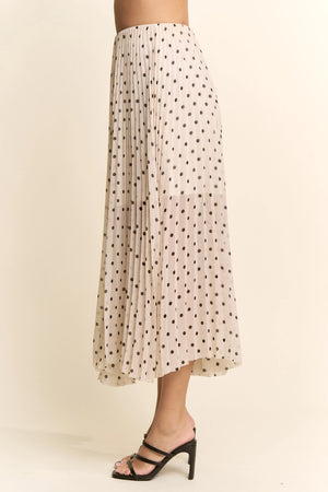 DAVI & DANI Women's Skirts Polka Dot Pleated Midi Skirt