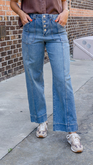 DEAR JOHN DENIM Women's Jeans Dear John Holly Button High Rise Clean Hem W/Slit || David's Clothing