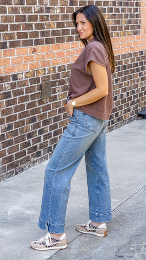 DEAR JOHN DENIM Women's Jeans Dear John Holly Button High Rise Clean Hem W/Slit || David's Clothing