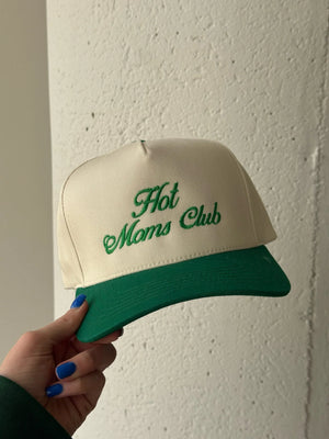 DISTRESSED VINTAGE DESIGNS Women's Hat GREEN / - Hot Moms Club Green Vintage Trucker Hat || David's Clothing HOTMOMSCLUB