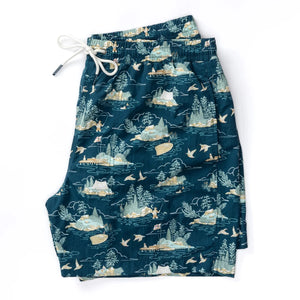 DUCK HEAD Men's Shorts Duck Head 6" Print Sailport Swim Short || David's Clothing