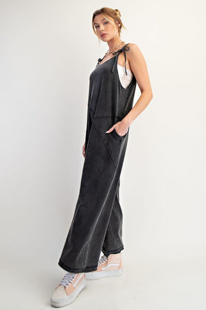 EASEL Women's Pants Mineral Washed Cotton Span Jumpsuit || David's Clothing