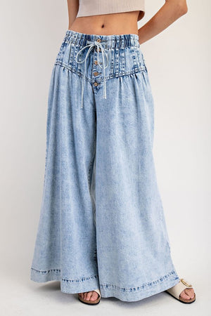 ee:some Women's Jeans Mineral Washed Pleated Wide Leg Pants || David's Clothing