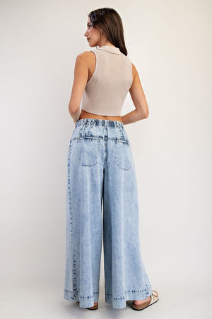 ee:some Women's Jeans Mineral Washed Pleated Wide Leg Pants || David's Clothing
