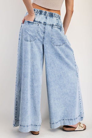ee:some Women's Jeans Mineral Washed Pleated Wide Leg Pants || David's Clothing