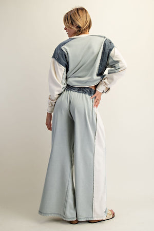 ee:some Women's Pants Color Block Denim Drawstring Pants || David's Clothing