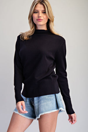 ee:some Women's Top Rolled Mock Neck Knit Sweater