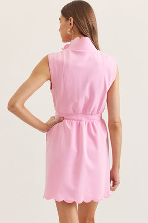 ENTRO INC Women's Dresses Scallop Hem Sleeveless Mini Dress