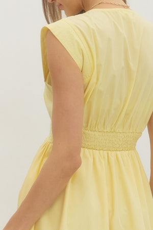 ENTRO INC Women's Dresses Smock Waist Zip-Front Cap Sleeve Midi Dress