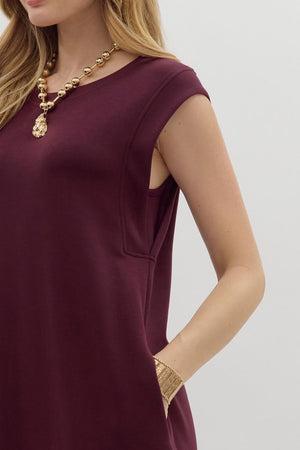 ENTRO INC Women's Dresses Solid Jersey Knit Pullover Midi Dress || David's Clothing