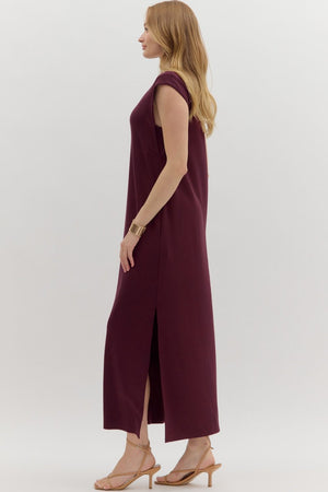 ENTRO INC Women's Dresses Solid Jersey Knit Pullover Midi Dress || David's Clothing