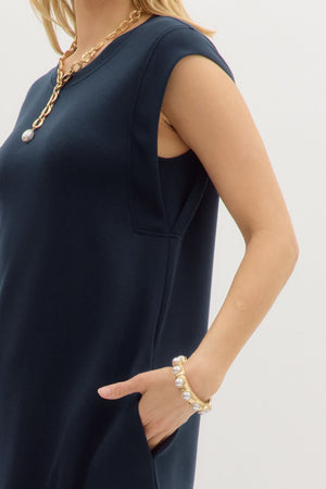 ENTRO INC Women's Dresses Solid Jersey Knit Pullover Midi Dress || David's Clothing