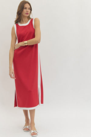 ENTRO INC Women's Dresses Solid Sleeveless Scuba Midi Dress