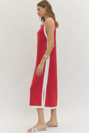 ENTRO INC Women's Dresses Solid Sleeveless Scuba Midi Dress