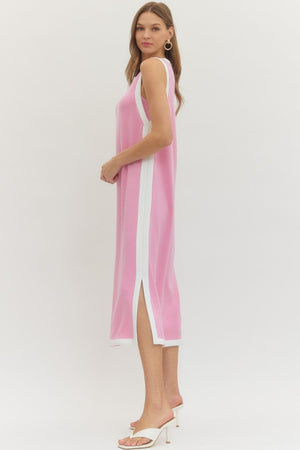 ENTRO INC Women's Dresses Solid Sleeveless Scuba Midi Dress