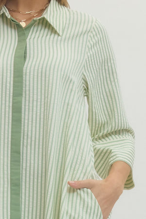 ENTRO INC Women's Dresses Striped 3/4 sleeve Midi dress