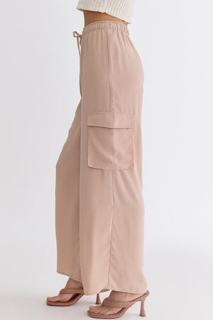 ENTRO INC Women's Pants High Waisted Utility Wide Leg Pants || David's Clothing