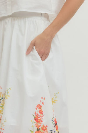 ENTRO INC Women's Skirts Floral Print Midi Skirt