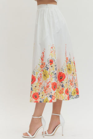 ENTRO INC Women's Skirts Floral Print Midi Skirt