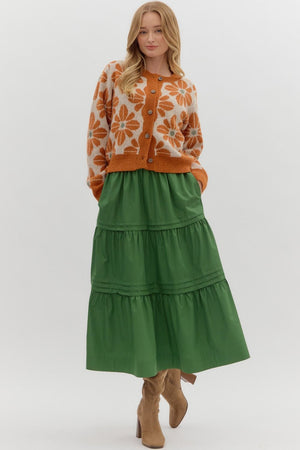 ENTRO INC Women's Sweaters Floral Pattern Long Sleeve Sweater Knit Cardigan