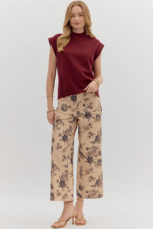 ENTRO INC Women's Sweaters Knit Mock Neck Muscle Tee Sweater Top