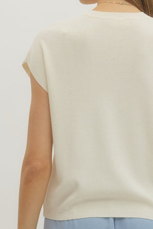 ENTRO INC Women's Sweaters Solid Cap Sleeve Knit Top