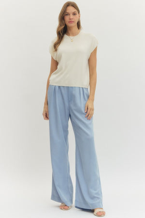 ENTRO INC Women's Sweaters Solid Cap Sleeve Knit Top