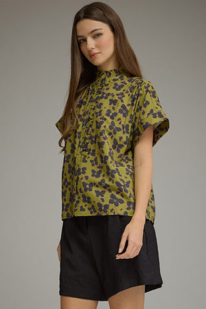 ENTRO INC Women's Top Floral Print Short Sleeve Top