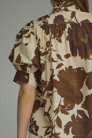 ENTRO INC Women's Top Printed short puff sleeve top