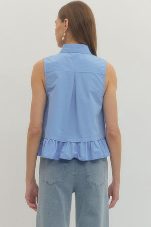 ENTRO INC Women's Top Ruffle Bottom Tie Neck Top