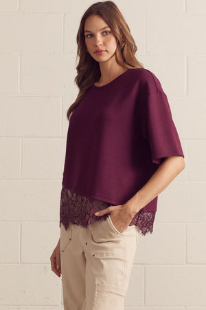 ENTRO INC Women's Top Solid Short Sleeve Knit Top