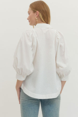 ENTRO INC Women's Top Solid textured 3/4 sleeve top