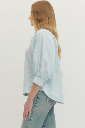 ENTRO INC Women's Top Solid textured 3/4 sleeve top