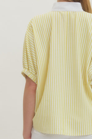 ENTRO INC Women's Top Striped Short Dolman Sleeve Top