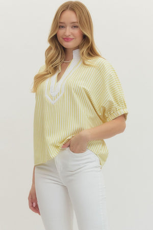 ENTRO INC Women's Top Striped Short Dolman Sleeve Top