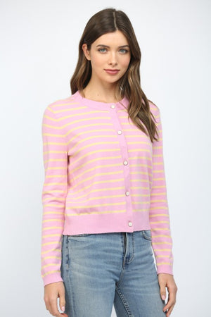 FATE BY LFD Women's Sweaters Stripe Button Closure Cardigan