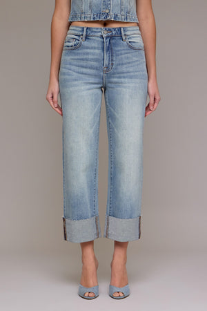 HIDDEN JEANS Women's Jeans Hidden Jeans Vintage Wash High Rise Cuffed Wide Straight