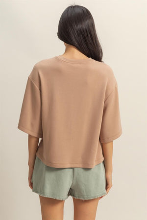 HYFVE INC. Women's Top Scuba Drop Shoulder Everyday Basic Top || David's Clothing