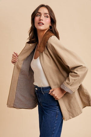 IN LOOM Women Jackets Corduroy Collared Cotton Chore Jacket