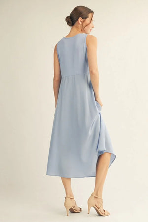 Front Pleat Detail Solid Mix Match Dress