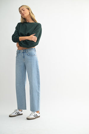 JUST BLACK DENIM Women's Jeans Just Black Denim Mid Rise Barrel Jean