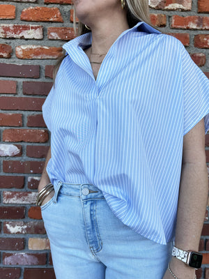 KARLIE CLOTHES Women's Top Karlie Stripe Classic Vneck Collar Top