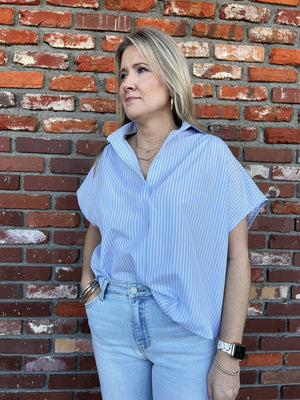 KARLIE CLOTHES Women's Top Karlie Stripe Classic Vneck Collar Top