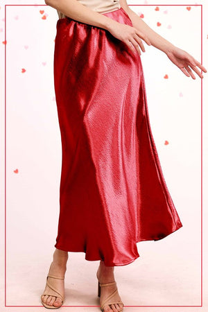 LA MIEL Women's Skirts Dressy Satin Long Panel Silhouette Skirt