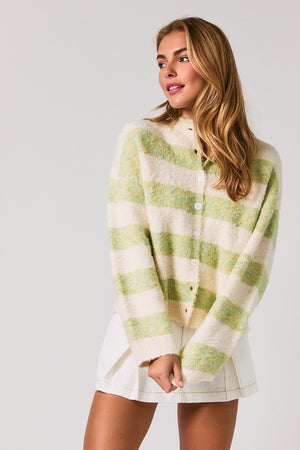 LELIS COLLECTION Women's Cardigans High Neck Stripe Cardigan